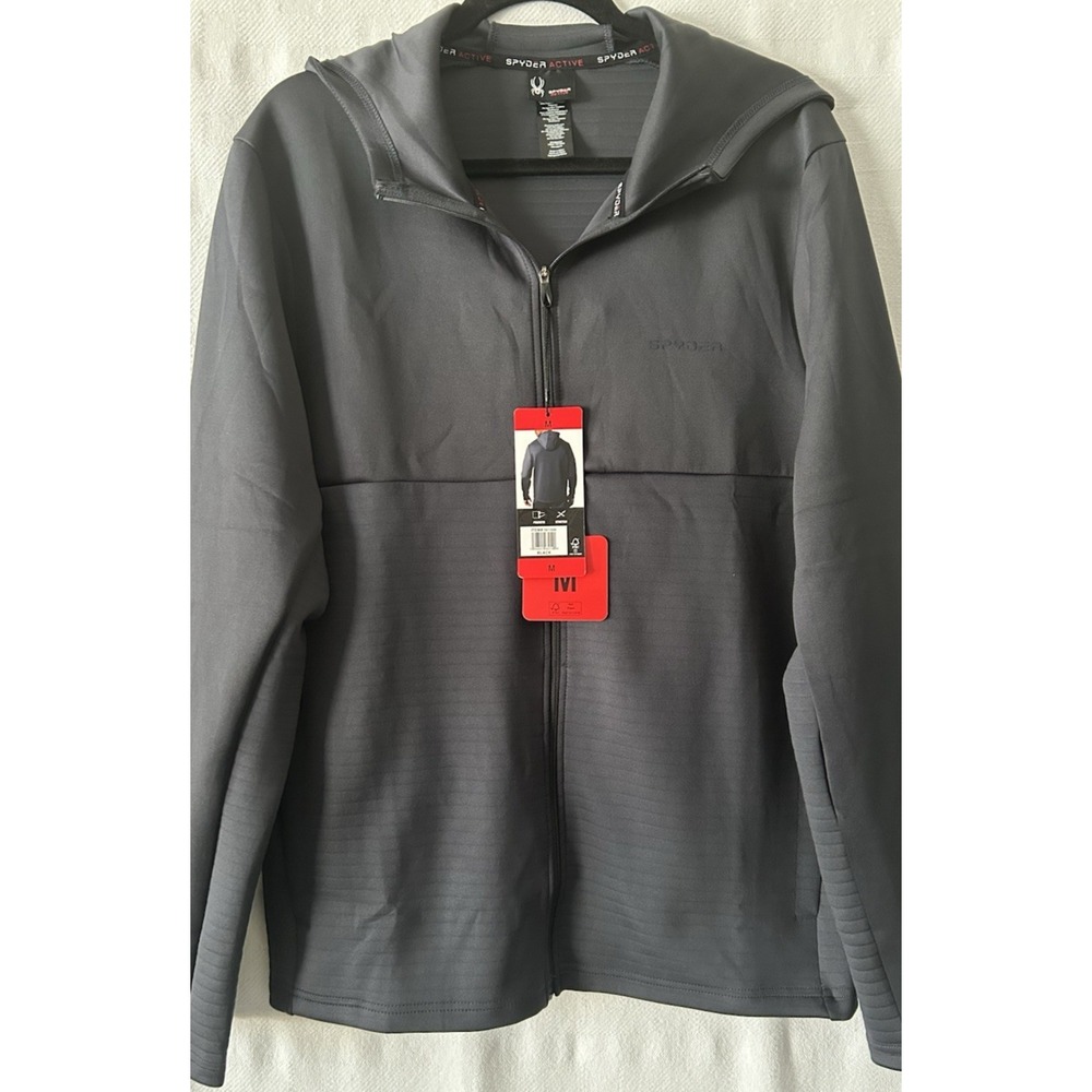 Spyder Active Men's Medium Full Zip Stretch Soft Black ProWB Hoodie Size M Cl97